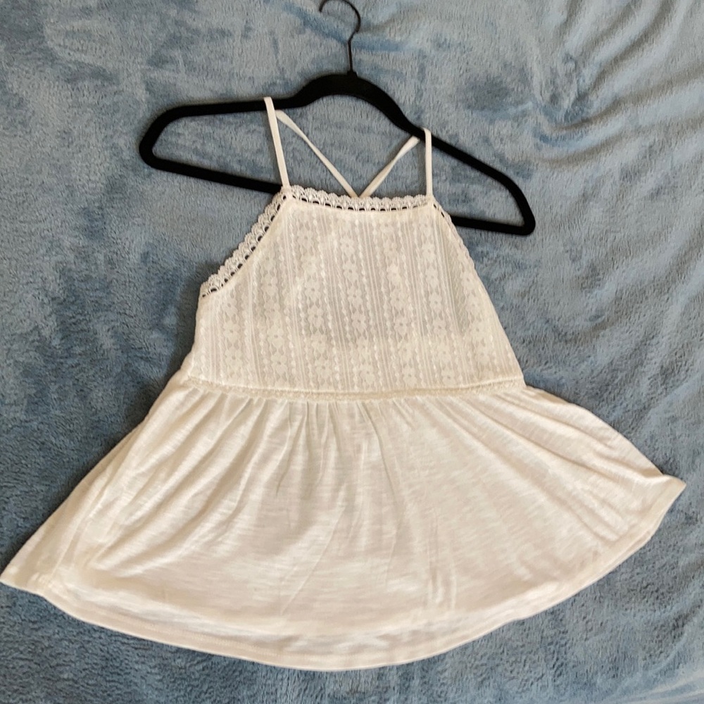 white skirt top with adjustable spaghetti straps